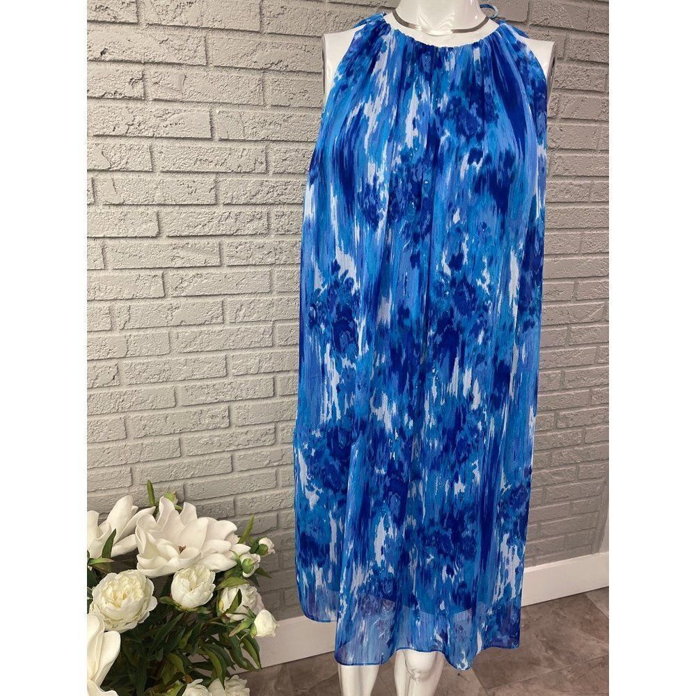 Isaac Mizrahi Women Shades of Blue Sleeveless Shift Dress Size S